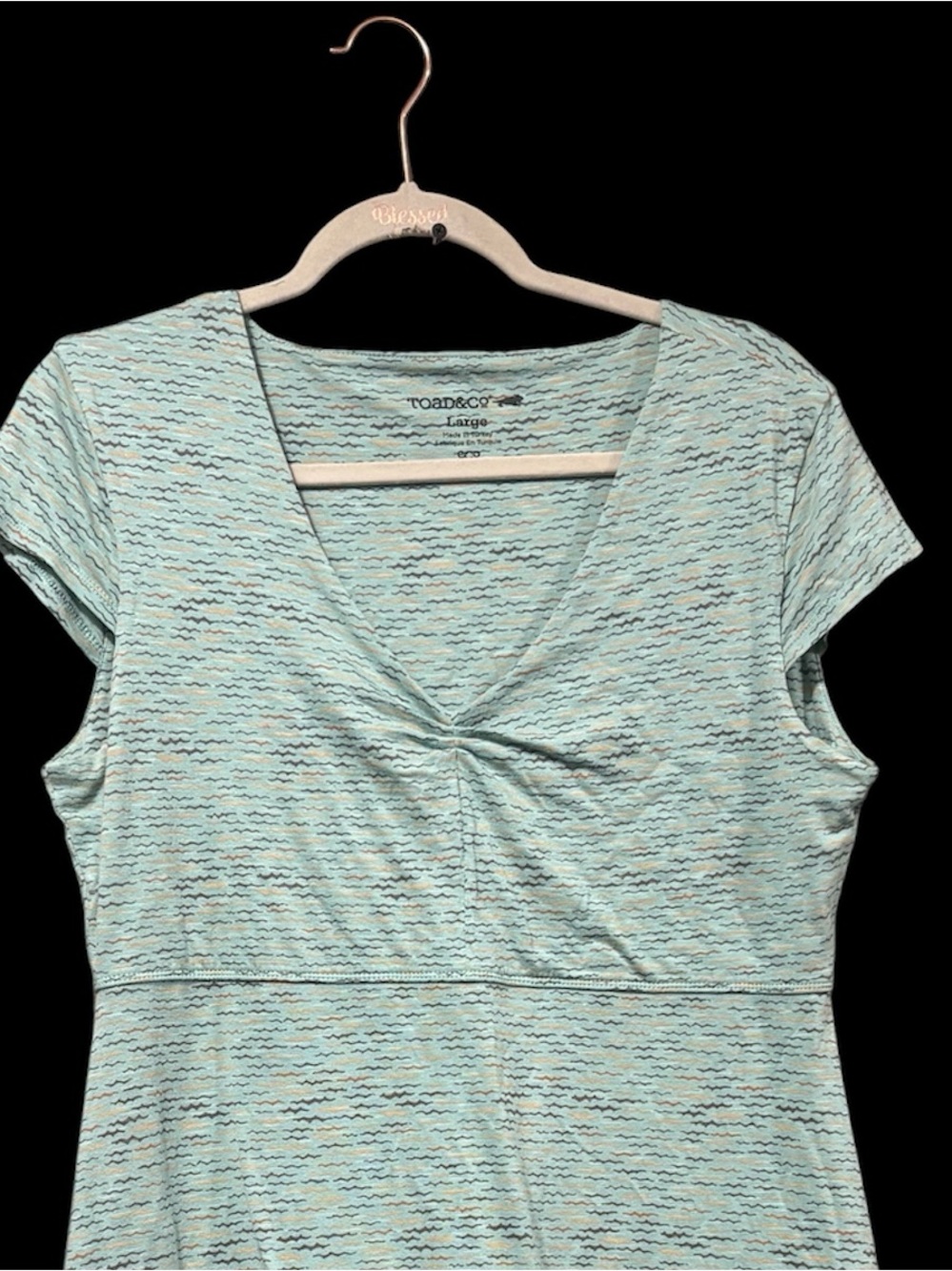 Toad & Co Organic Cotton blend Midi Coastal wave dress size Large - Picture 6 of 7